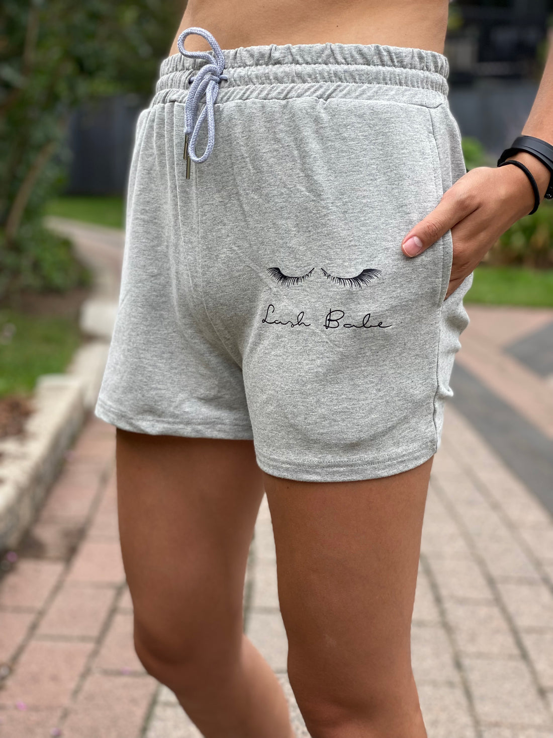 ULTRA SOFT #LASHBABE CROP TANK + SWEAT SHORTS SET - GREY