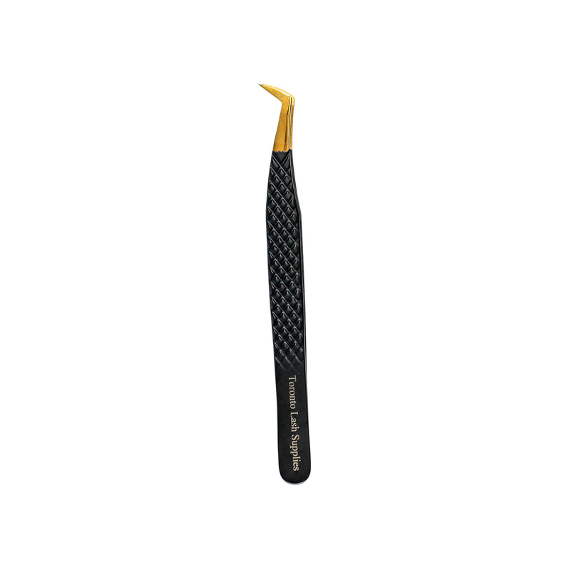 Gold Tipped Matt Black Diamond Grip Tweezer Collection